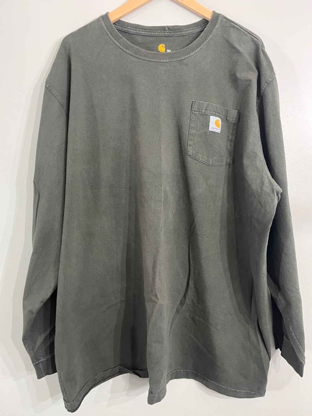Carhartt Mens Olive Green Long Sleeve Pocket Shirt